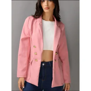Acinturado Feminino Blazer Alfaiataria - Nude