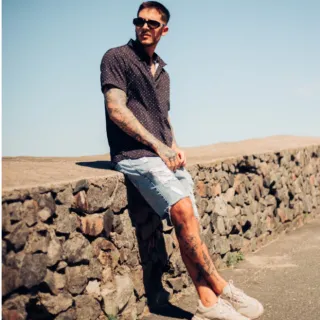 Camisa Slim Estampada Listrada Verão 2024 - Raryel - Marinho Elementos