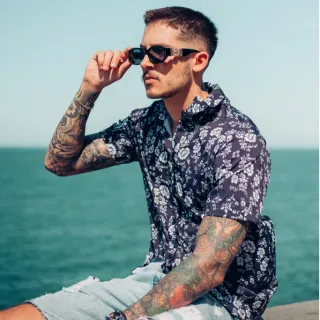 Camisa Slim Estampada Listrada Verão 2024 - Raryel - Marinho Elementos