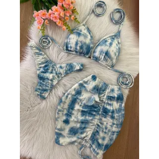 Shorts biquíni 3 em 1 cortininha com kit - Onça