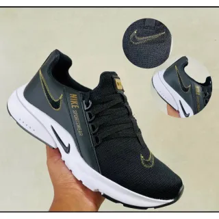 Esportivo Confortável Masculino Tênis para Caminhada Academia - Pto/dourado