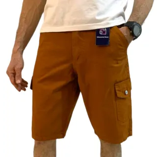 Preço Ótimo: Bermuda Jeans Masculina Cargo Short Brim Militar 6 Bolsos - Verde musgo