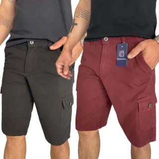 Preço Ótimo: Bermuda Jeans Masculina Cargo Short Brim Militar 6 Bolsos - Verde musgo