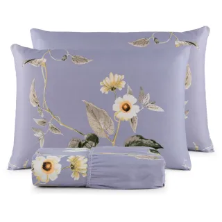 Lençol Casal Box Padrão Jogo 3pçs Toque Aveludado 200 Fios - Oliva Floreal