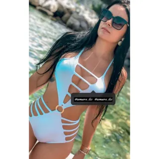 Maio Preto com Bojo, Decote Profundo e Cintura Alta - Frente Única - Opção 6