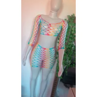 Vestido Rede Multicolorido Saída de Praia Tamanho Único - Traje Mel Maia - Conjunto multicolorido