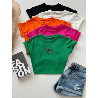 Envio em até 24 horas - Cropped Canelado Prada Feminino Moda Gringa - Roxo