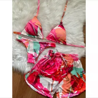 Kit Biquíni 3 Peças - P M G GG - Listrado