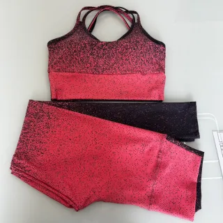 Top e Legging Suplex Fitness Degradê com Costas Cruzadas - Rosa