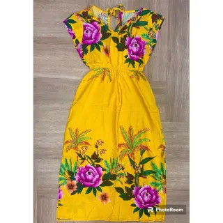 Moda Evangélica Vestido Estampado Manga Curta Viscose Fenda Lateral - estampa 15