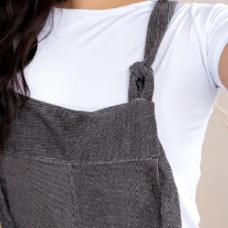 Soltinho Macaquinho Feminino Evangélico Jardineira Salopete - Cinza