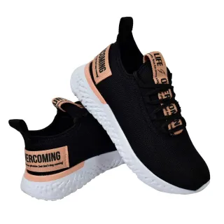 Confortável tênis casual e esportivo respirável feminino e masculino - PRETO/NUDE - LIFE