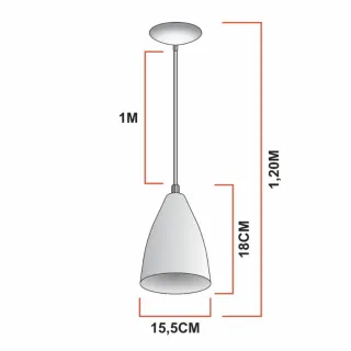 Lustre Alumínio Luminária Cone Pendentes Amarelo Branco - Kit 3 - Único