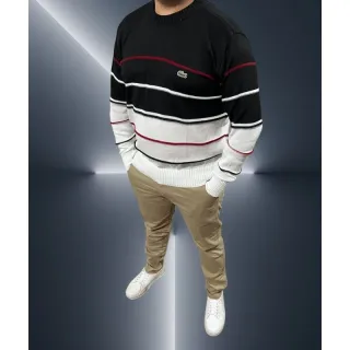 Linho Masculino Suéter Inverno - Preto/branco/Bos Linha