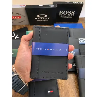 Carteira Masculina Varias Marcas Couro Legitimo RG-CNH - OKLY PRETA CARIMBO