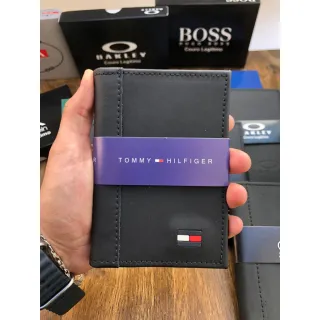 Carteira Masculina Varias Marcas Couro Legitimo RG-CNH - OKLY PRETA CARIMBO