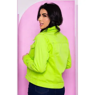 Jaqueta Colorida Neon Feminina | Jeans Brim Denim - Verde neon