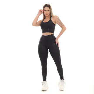 Top com Bojo e Legging Cintura Alta Conjunto Fitness 3D Suplex Academia Roupa Para Treinar Empina Bumbum - Azul Claro