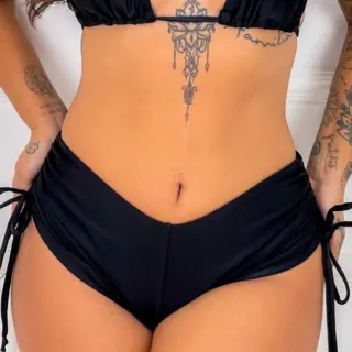 Top Verão Avulso Biquíni Shortinho Saída de Praia Sunquíni Feminino - Preto