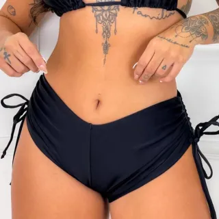 Top Verão Avulso Biquíni Shortinho Saída de Praia Sunquíni Feminino - Preto