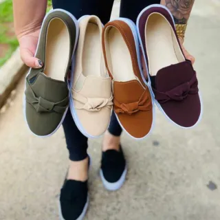 Sapatênis Slip On Feminino Nó Calce Fácil - iate preto