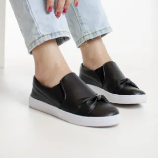Sapatênis Slip On Feminino Nó Calce Fácil - iate preto