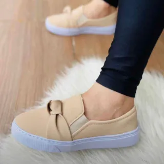 Sapatênis Slip On Feminino Nó Calce Fácil - iate preto