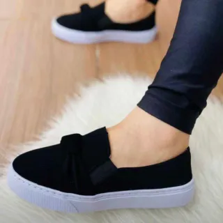 Sapatênis Slip On Feminino Nó Calce Fácil - iate preto