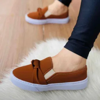 Sapatênis Slip On Feminino Nó Calce Fácil - iate preto