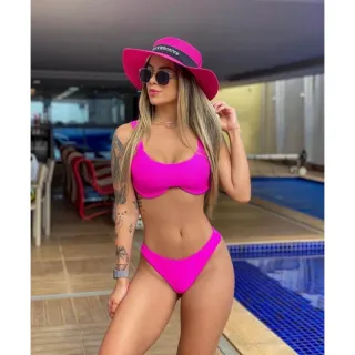 Calcinha asa delta com aro texturizado, biquíni - Preto