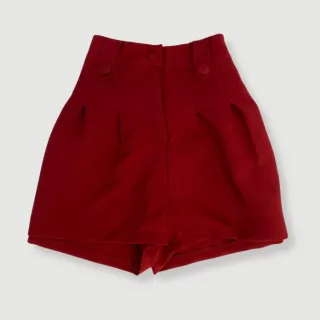 Plus Size Cintura Alta Short Feminino de Alfaiataria - Vermelho