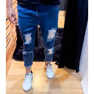 Calça Masculina Skinny Destroyed LD - Queima de Estoque Santt Jeans - Calça preta LD