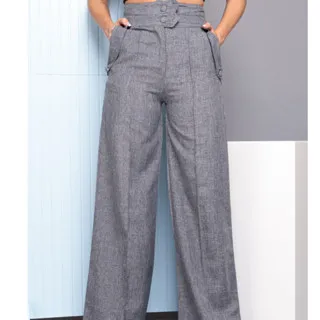 Pantalona Linho Calça L8297 - Cinza rosado