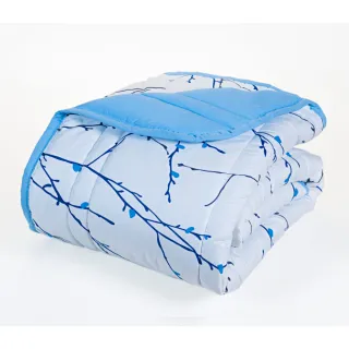 Edredom Dupla Face Queen Casal 01 Peça Toque Macio Micropercal 200 Fios - AZUL GRID