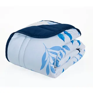 Edredom Dupla Face Queen Casal 01 Peça Toque Macio Micropercal 200 Fios - AZUL GRID