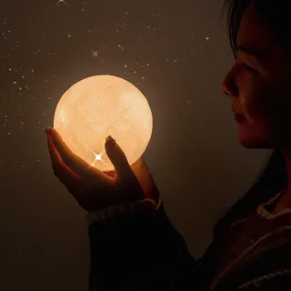 Decoração Abajur Led Lua Cheia 3D - Luminária - Única