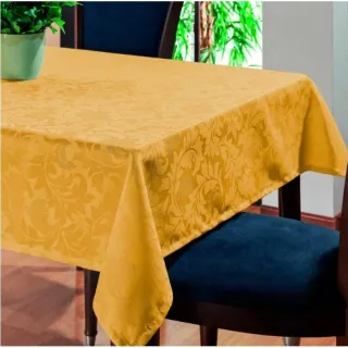 Toalha de Mesa Grosso Quadrada Luxo Original Jacquard para 4 Lugares - Bege Claro
