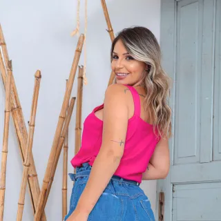 Moda Verão: Regata Feminina Lisa Alça Larga Viscolinho - Novidade - Preto