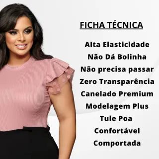 Blusa Feminina Plus Size Amelia com Babado Verdadeiro, nos tamanhos G1, G2 e G3 - Rosa Pink