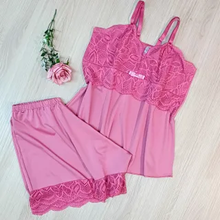 Pijama Short Doll Renda Conforto Sem Bojo Forrado - Baby Doll Microfibra