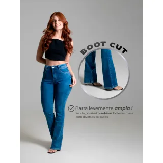 Calça Jeans Feminina Premium Sawary Boca de Sino Elastano Lycra - Qualidade e Estilo - 38