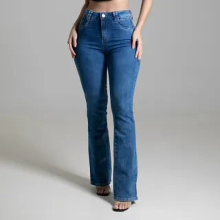Calça Jeans Feminina Premium Sawary Boca de Sino Elastano Lycra - Qualidade e Estilo - 38