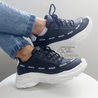 Confortável Tênis Feminino Plataforma Chunky Sneaker Blogueira (FORMA PEQUENA) - BRANCO OURO