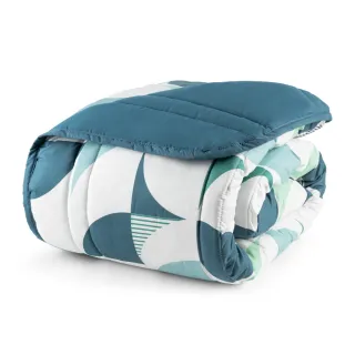 Edredom Dupla Face Queen Casal 01 Peça Toque Macio Micropercal 200 Fios - AZUL GRID