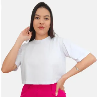 Moda Gringa Camiseta Cropped Larguinho - Grateful/BRANCO