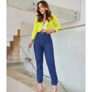 Calça Cintura Alta Destroyed Algodão 100% MOM Jeans Sem Lycra - MOM Lisa Clara