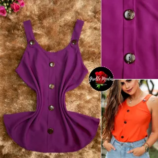 Blusa Estampada Feminina Alça Grossa - Modelo Verão - Vermelho Coral (Lisa)