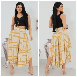 Pantacourt Estampada e Lisa - Tam. Único 38 ao 48 - Verde Militar