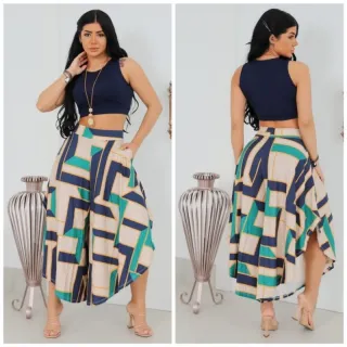 Pantacourt Estampada e Lisa - Tam. Único 38 ao 48 - Verde Militar