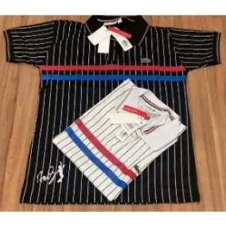 Camisa Polo Listrada Francesa Lacoste Tenista Novak Djokovic - Azul